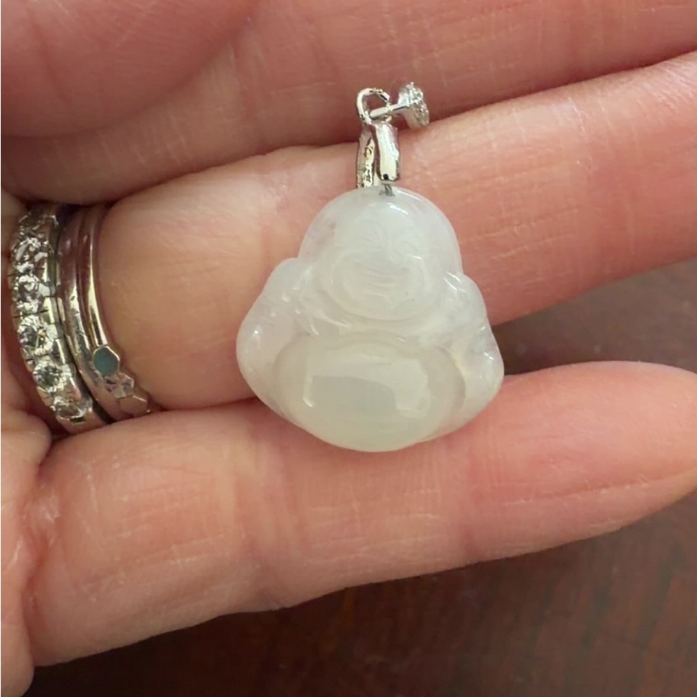 Elegant White Jade  Buddha Pendant